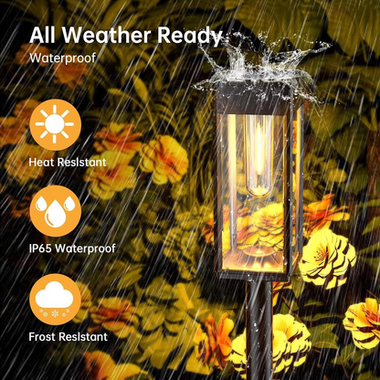 Waterproof Solar Pathway Lights with Dusk-to-Dawn Sensor, Set of 2