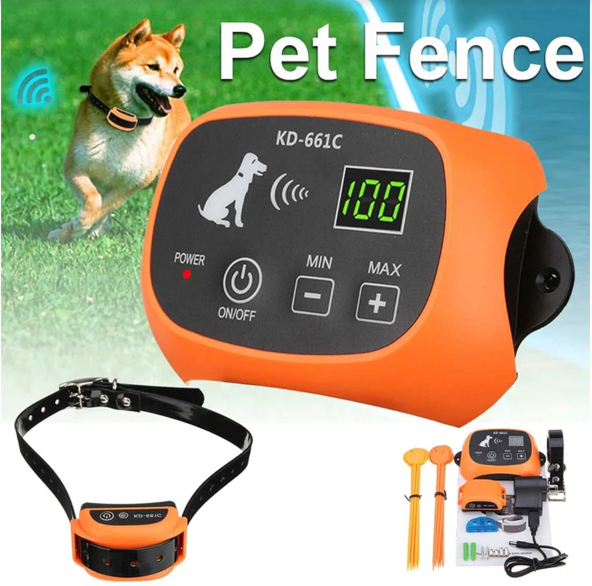 Waterproof Rechargeable Shock Collar with Electric Fence and 5 Static Levels