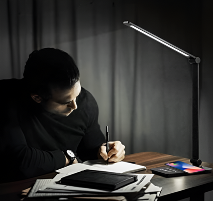 Touch-Controlled Black Desk Lamp with LED Lighting