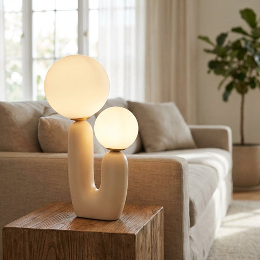 Adjustable Lighting Dual Globe Ambient Lamp – Minimalist Sculptural Design