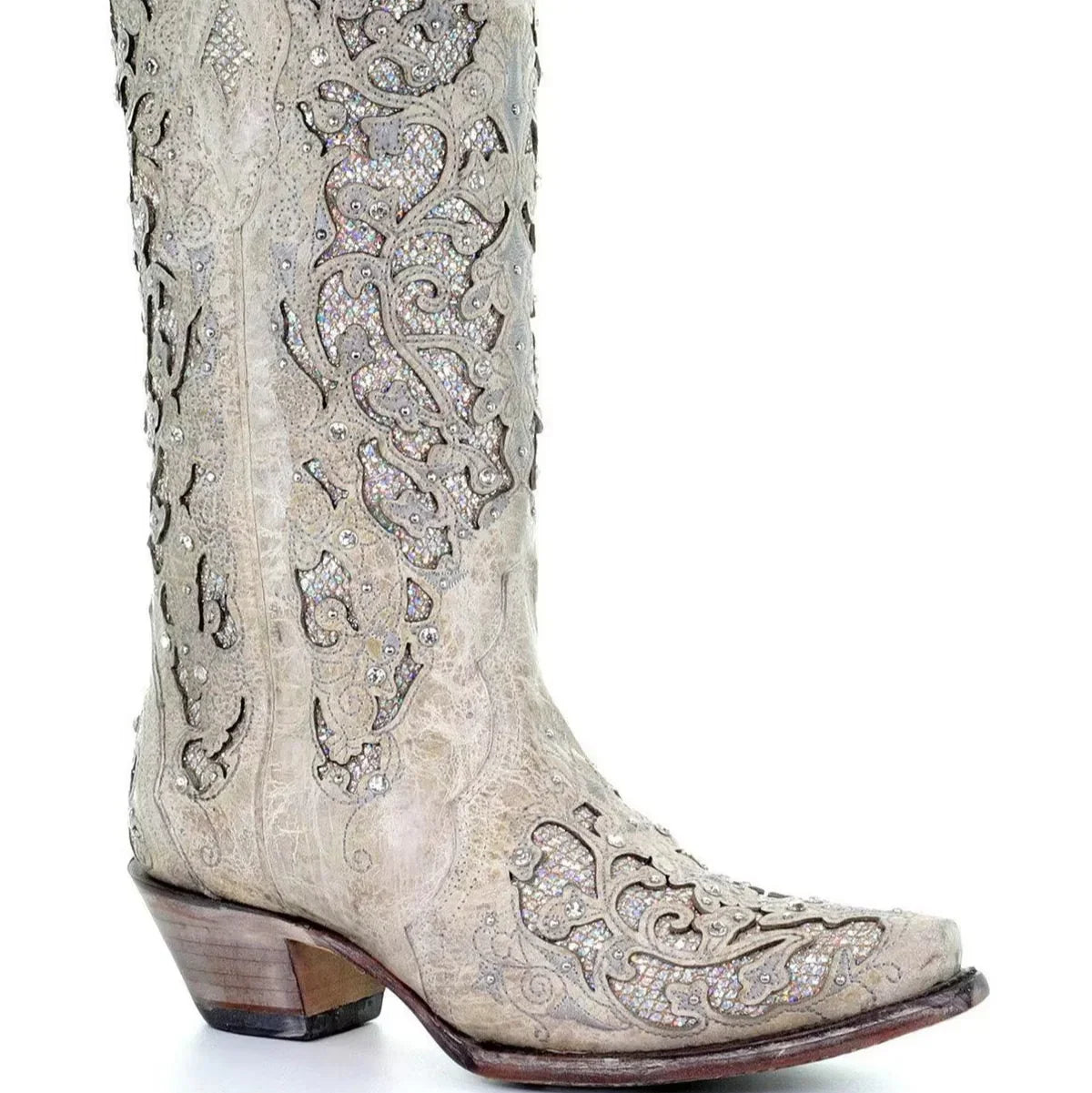 Glimmering Vintage-Inspired Long Boots with Stylish Heel