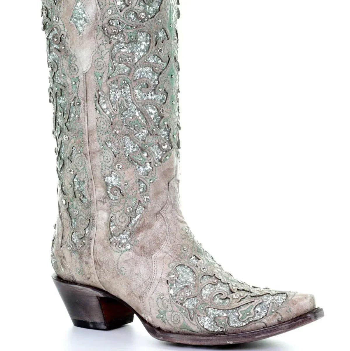 Glimmering Vintage-Inspired Long Boots with Stylish Heel