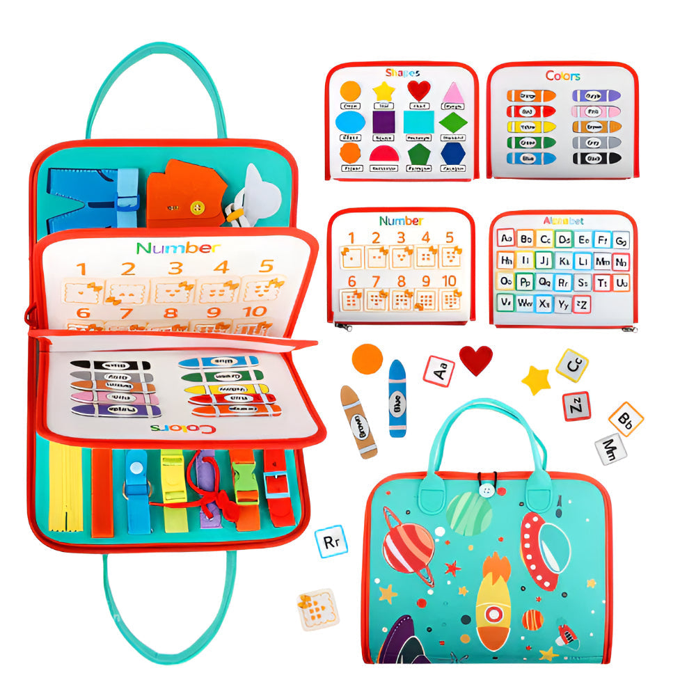 Montessori Activity Board for Toddlers with Portable Storage Case