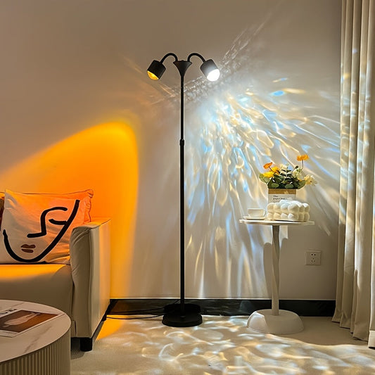 360° Rotating Dual RGB Light Projector for Customizable Mood Ambiance