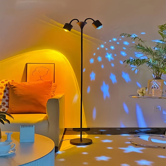 360° Rotating Dual RGB Light Projector for Customizable Mood Ambiance