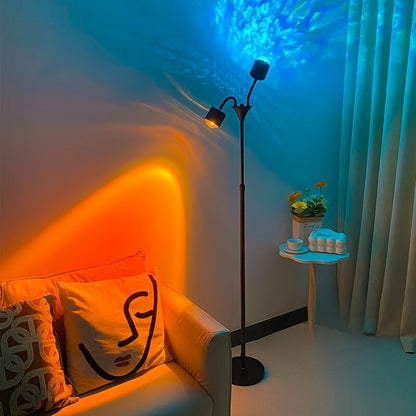 360° Rotating Dual RGB Light Projector for Customizable Mood Ambiance