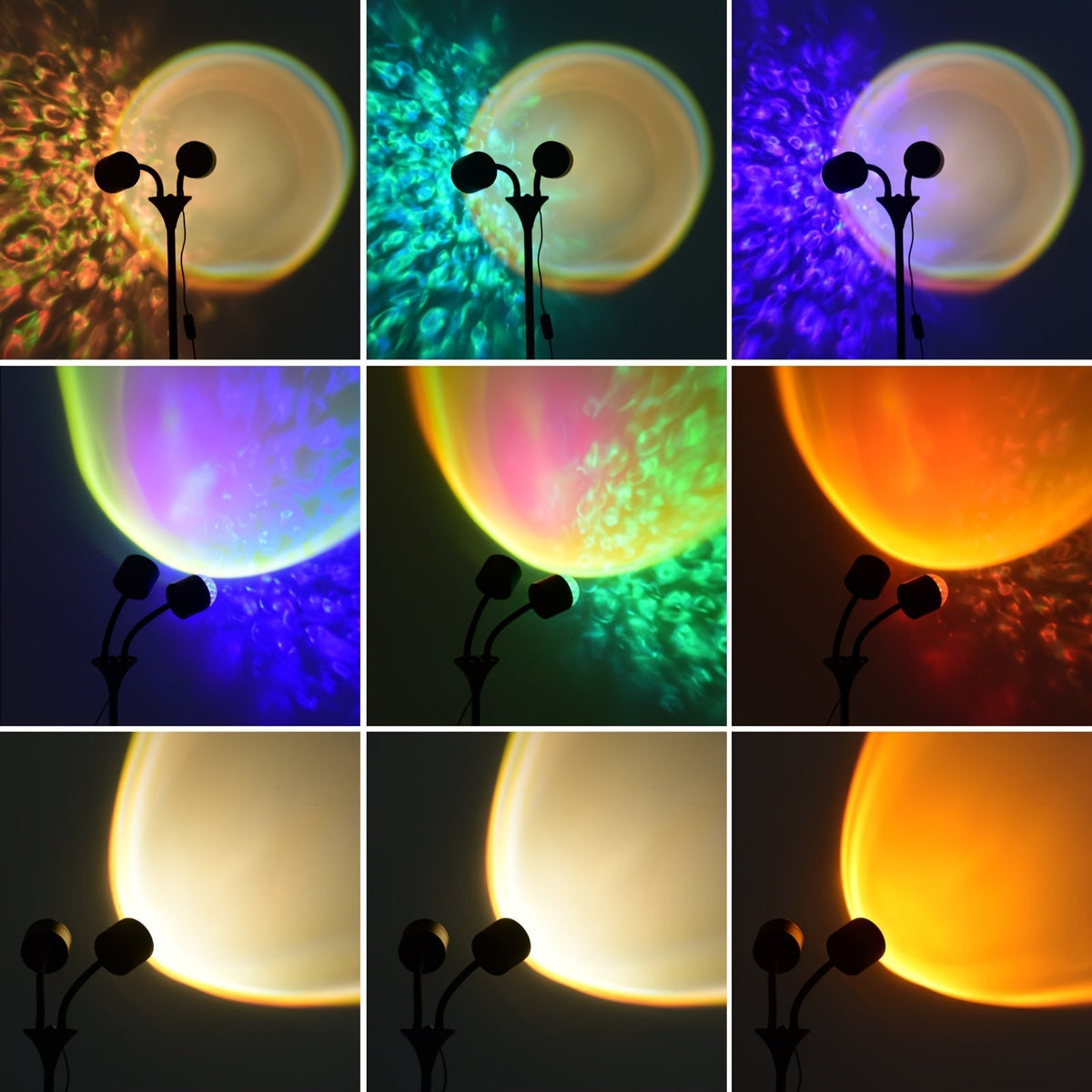 360° Rotating Dual RGB Light Projector for Customizable Mood Ambiance