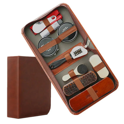 Shoe Maintenance Set | Essential Polish Kit with Horsehair Brushes & Cloths