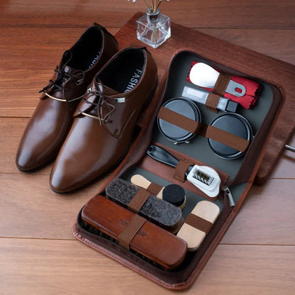Shoe Maintenance Set | Essential Polish Kit with Horsehair Brushes & Cloths