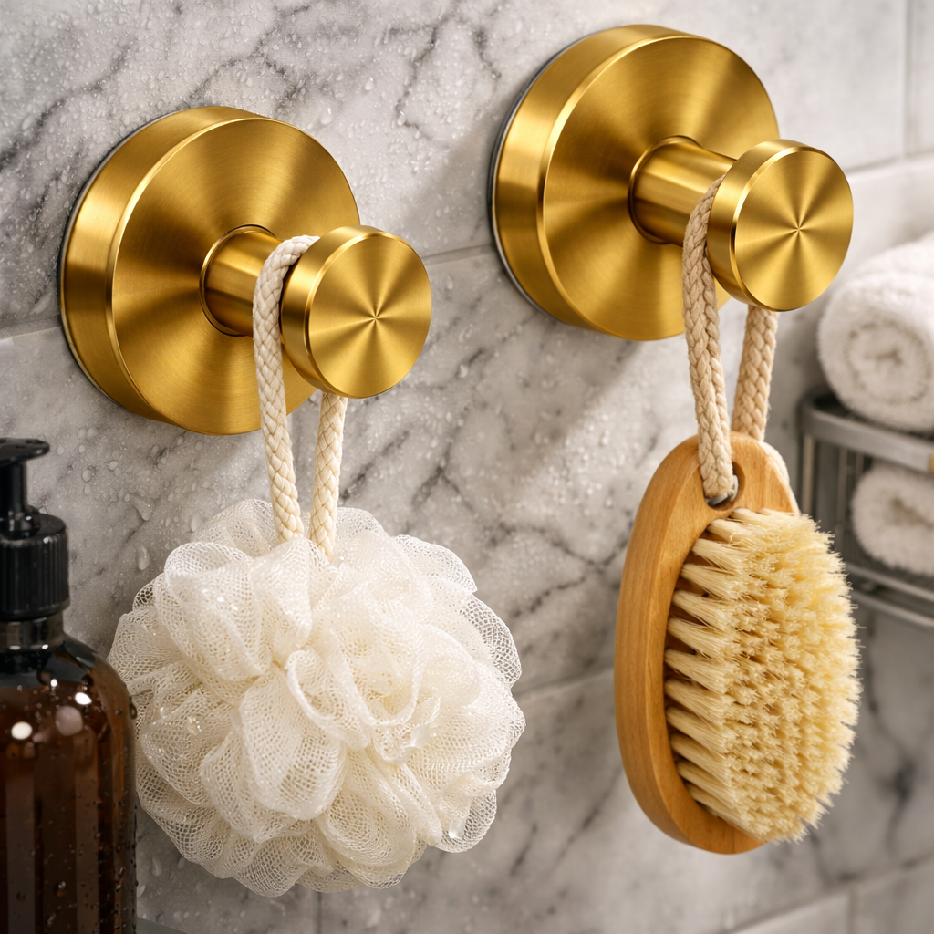 Set of 2 Shower Hooks with Twist-Lock Suction Design