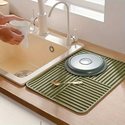 Heat Resistant Silicone Mat for Dish Drying | Foldable Non-Slip Kitchen Organizer