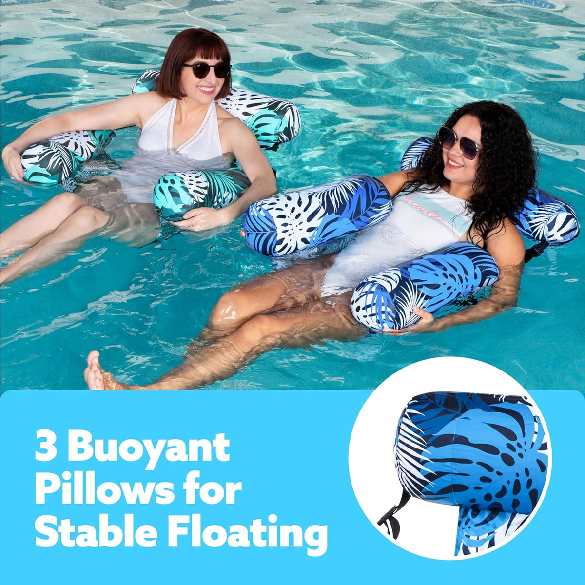 Inflatable Pool Float Chair with Adjustable Backrest – Lightweight Comfort