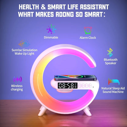 Digital Alarm Clock with Bluetooth Speaker & 15W Wireless Charger