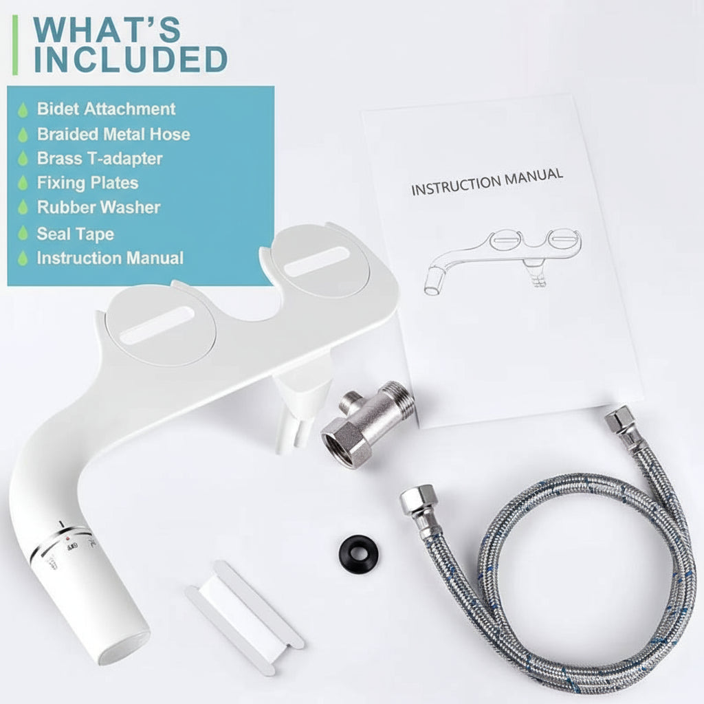 Bidet Attachment with Adjustable Water Settings and Retractable Nozzle
