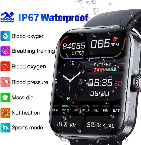 Lightweight Fitness Tracker Watch with Sleep Monitoring for Daily Health