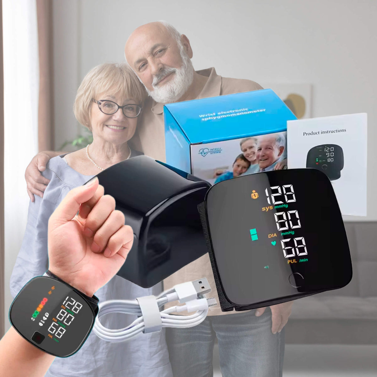 Blood Pressure Monitor with Voice Alerts & LCD Display - Portable Health Tracker