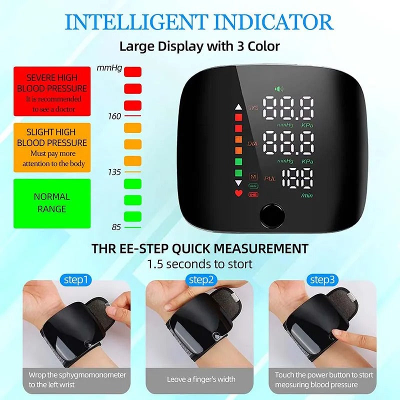 Blood Pressure Monitor with Voice Alerts & LCD Display - Portable Health Tracker