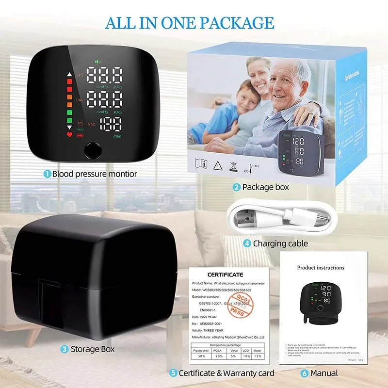 Blood Pressure Monitor with Voice Alerts & LCD Display - Portable Health Tracker