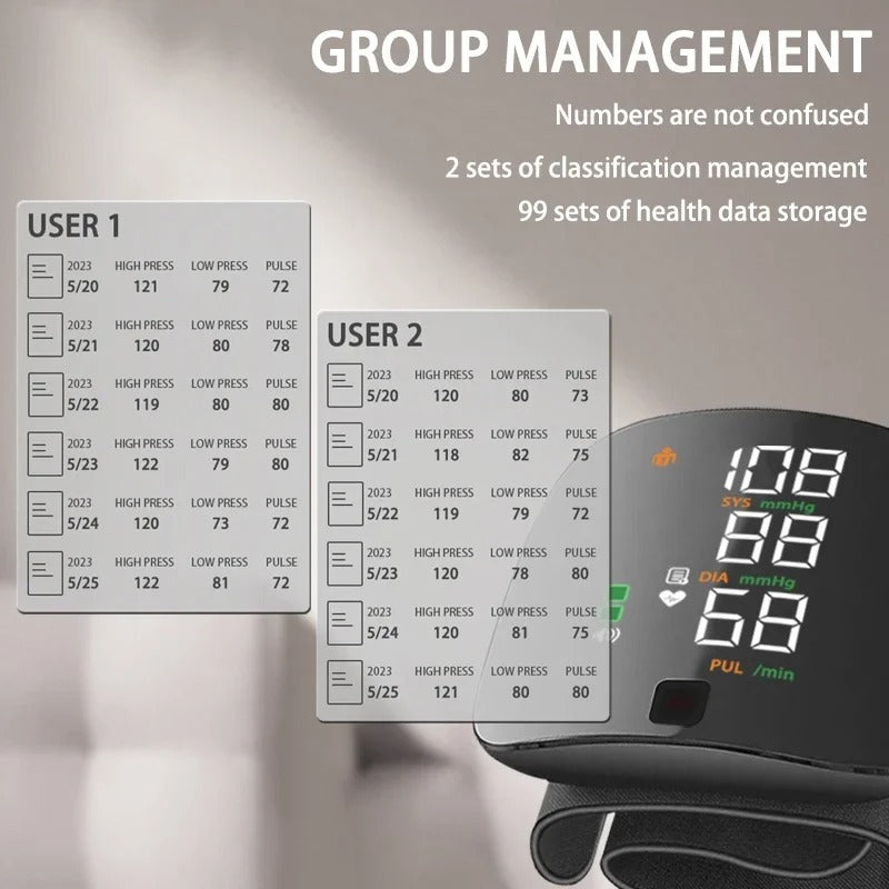 Blood Pressure Monitor with Voice Alerts & LCD Display - Portable Health Tracker