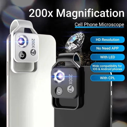200X Clip-On Smartphone Lens for Enhanced Detail Observation
