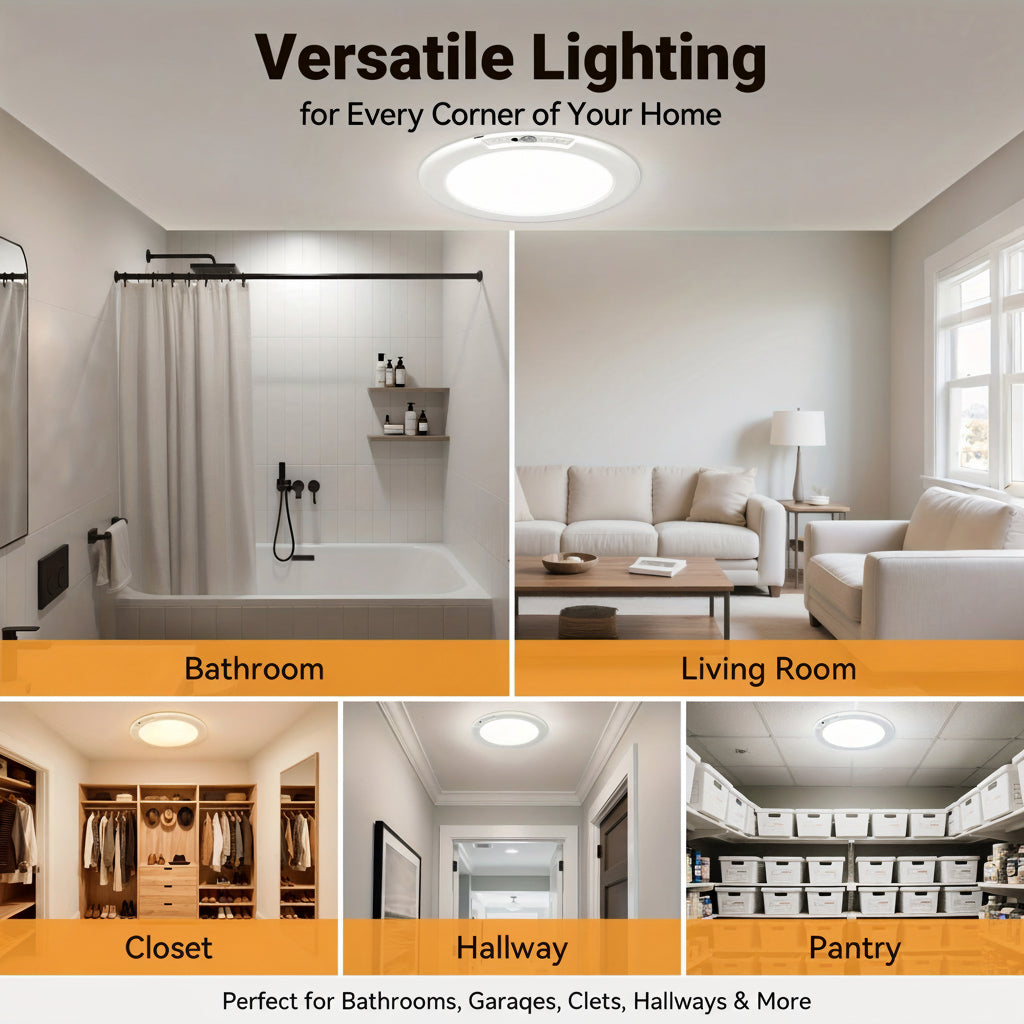 Rechargeable Battery Ceiling Light with Motion Sensor – Sleek Flush Mount Design