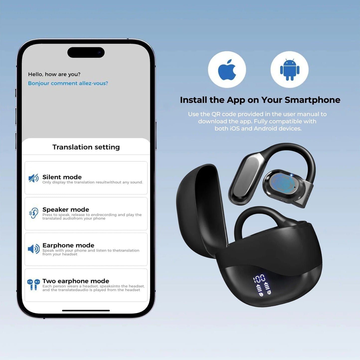 Noise-Canceling Earbuds for Real-Time Translation | Ideal for Travelers