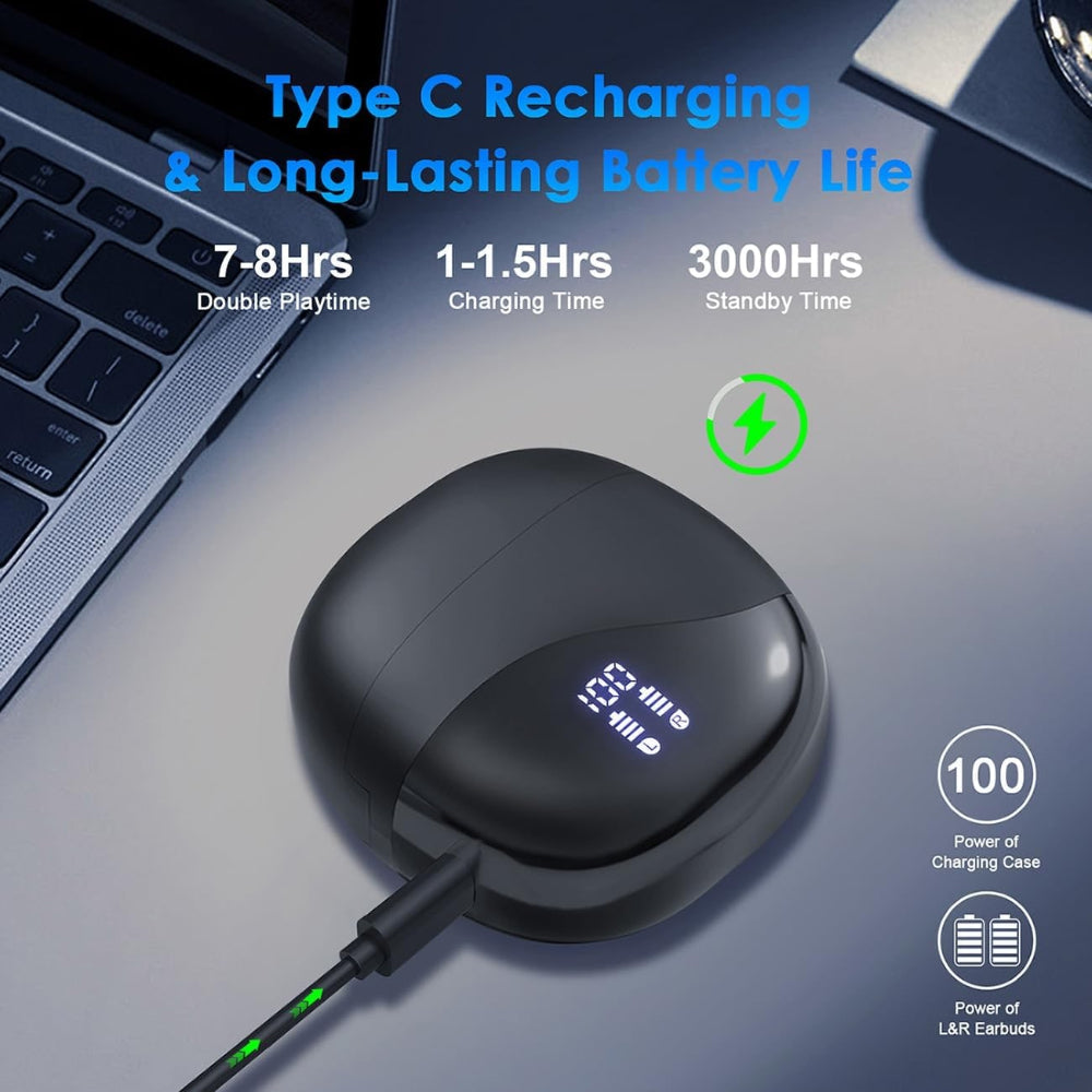 Wireless Bluetooth Earbuds with Type C Charging for Real-Time Translation