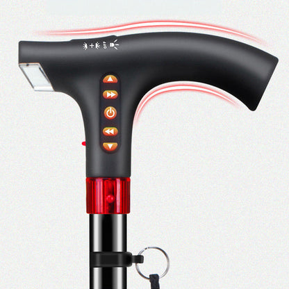 Adjustable Height Walking Cane with LED Light and Radio for Safety