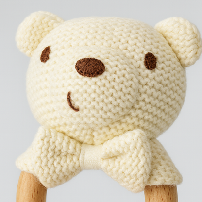 Baby Rattle Toy in Knit Bear Design