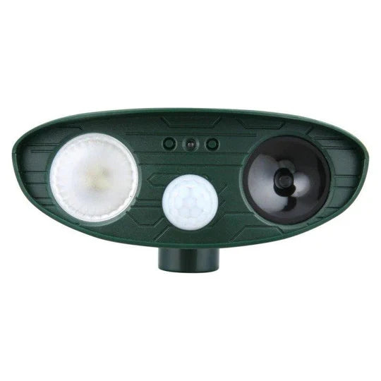 Solar-Powered Ultrasonic Rabbit Deterrent with Flashing Light