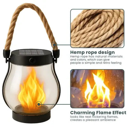 Solar Glow Lantern with Flickering Light & Dusk Sensor – 12-Hour Operation