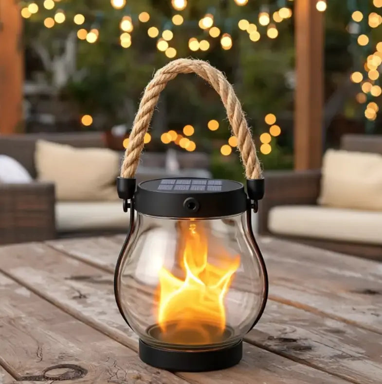 Solar Glow Lantern with Flickering Light & Dusk Sensor – 12-Hour Operation