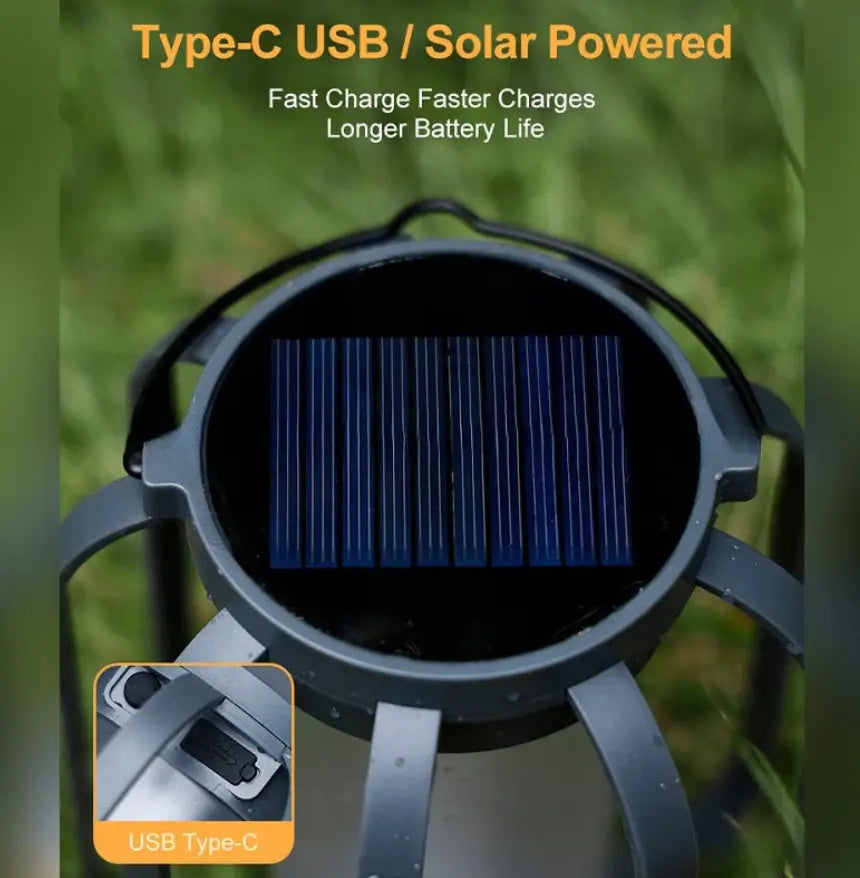 Solar Glow Lantern with Flickering Light & Dusk Sensor – 12-Hour Operation