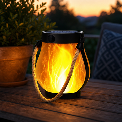 Hemp Rope Solar Lanterns with Flame Design