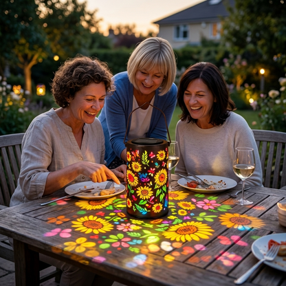 Colorful Solar Lantern with Sunflower Design and Projected Patterns for Garden Atmosphere