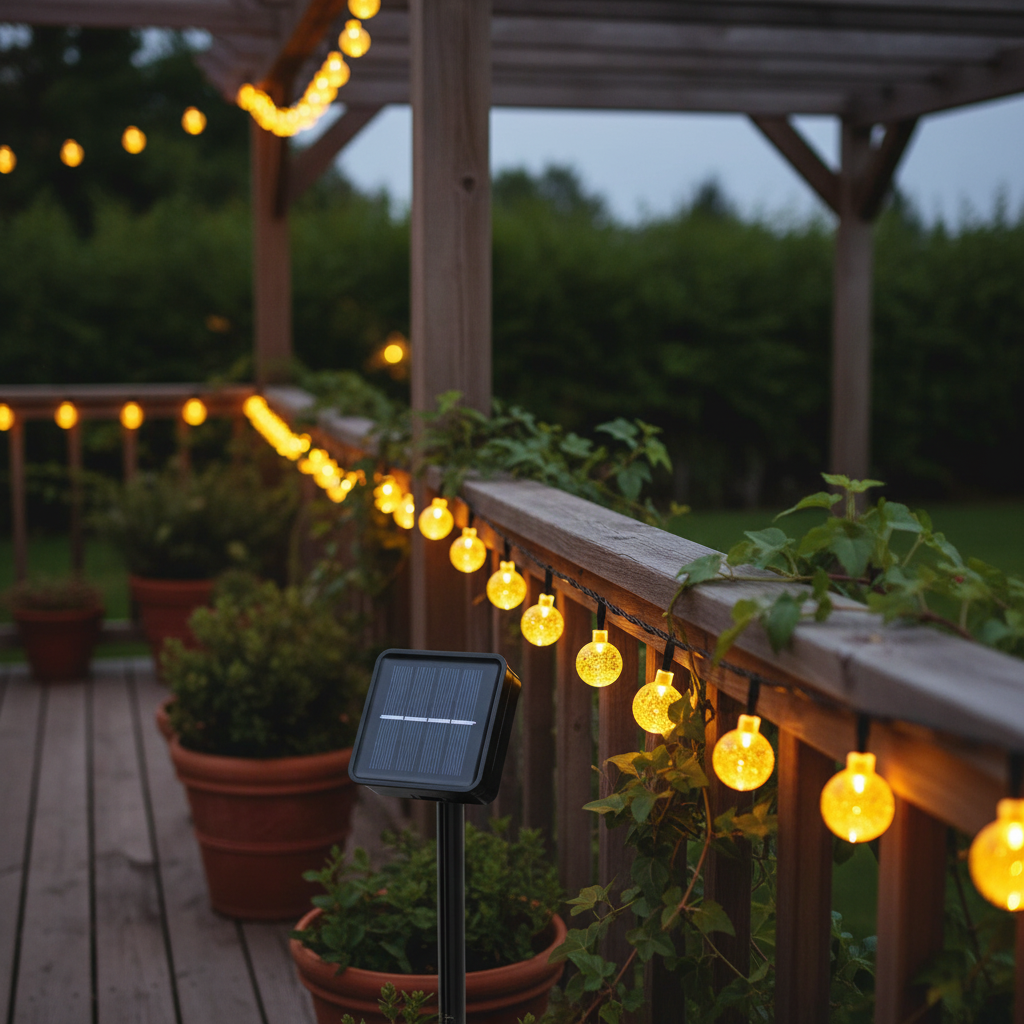 16 ft LED Fairy Lights with Solar Power and Dusk Sensor for Outdoor Decor