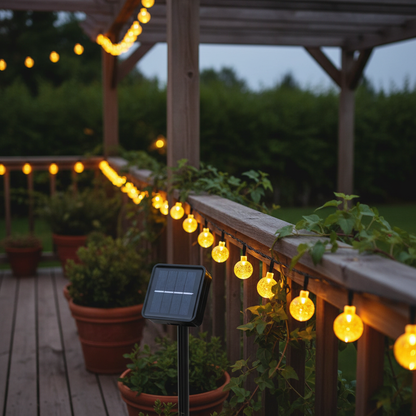 16 ft LED Fairy Lights with Solar Power and Dusk Sensor for Outdoor Decor