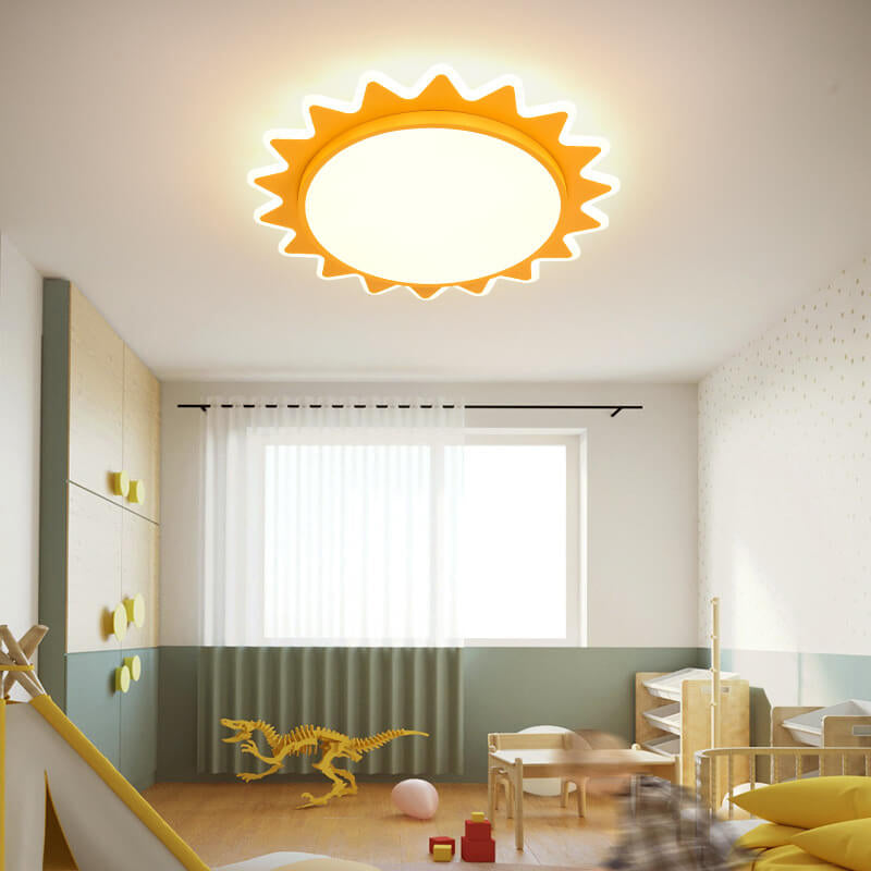 Cheerful Cartoon Sun Ceiling Light Fixture – Flush Mount Design