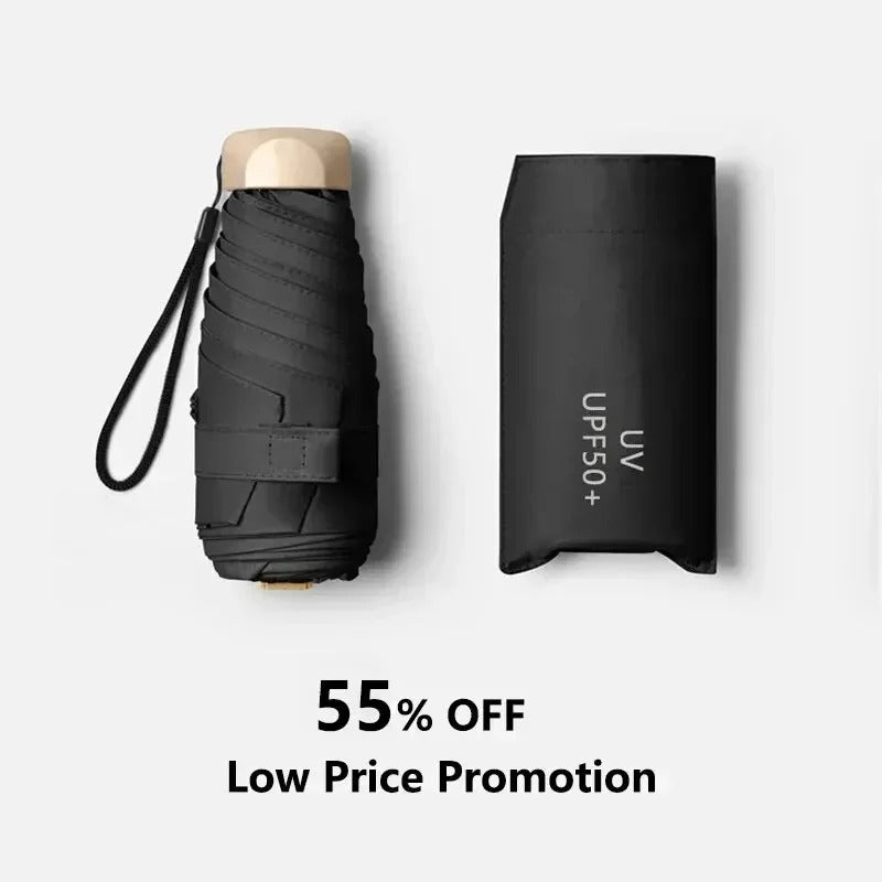 Compact Travel Umbrella with UV Shielding and Wind Resistance