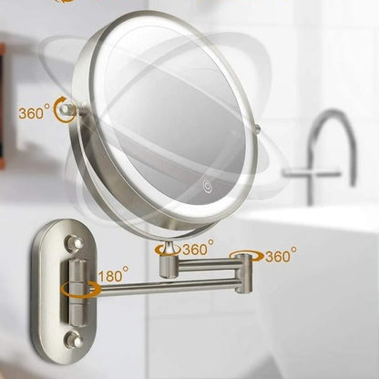 Illuminated Makeup Mirror with Rechargeable Magnification