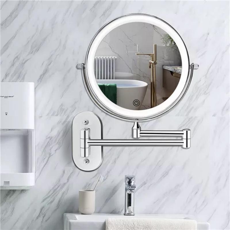Illuminated Makeup Mirror with Rechargeable Magnification