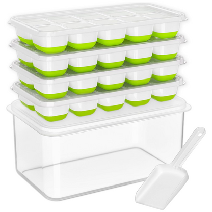 Silicone Ice Cube Tray Set with Storage Bin – Stackable Design for Easy Use
