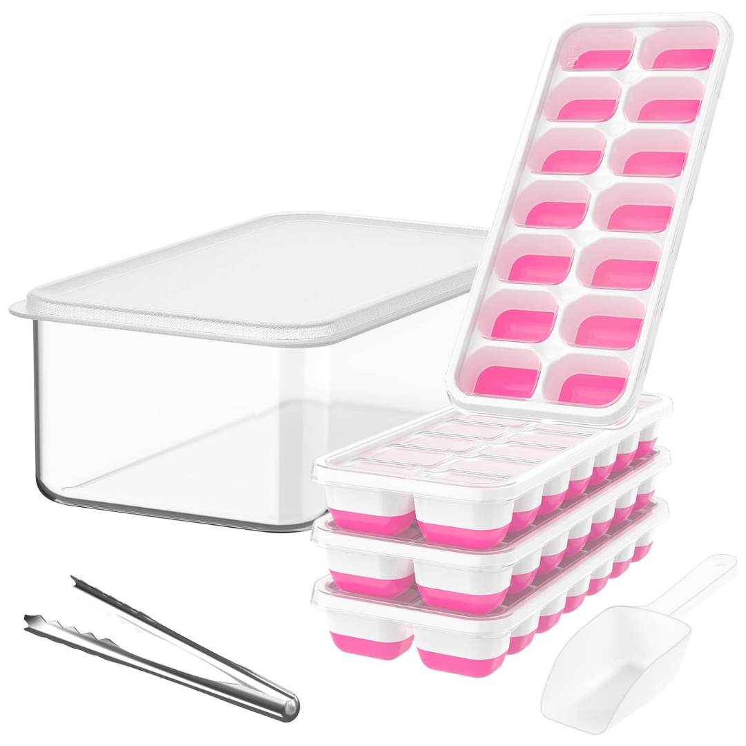 Silicone Ice Cube Tray Set with Storage Bin – Stackable Design for Easy Use