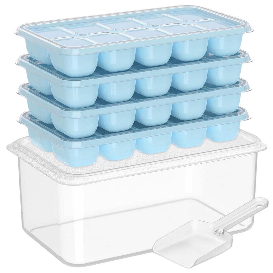 Silicone Ice Cube Tray Set with Storage Bin – Stackable Design for Easy Use