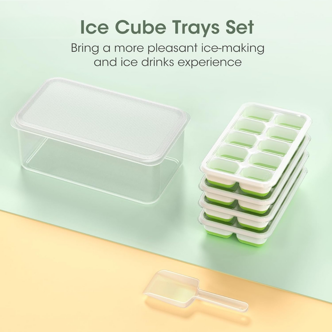 Silicone Ice Cube Tray Set with Storage Bin – Stackable Design for Easy Use