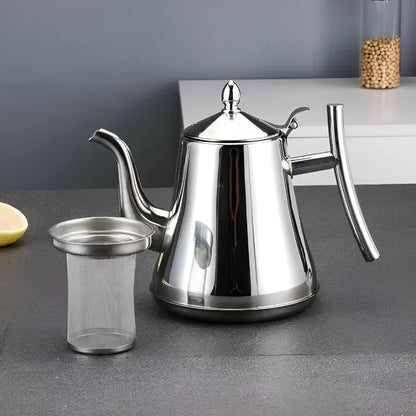 Durable Stainless Steel Teapot with Integrated Filter for Easy Brewing
