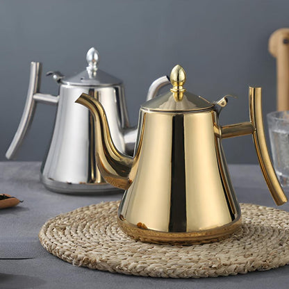 Durable Stainless Steel Teapot with Integrated Filter for Easy Brewing
