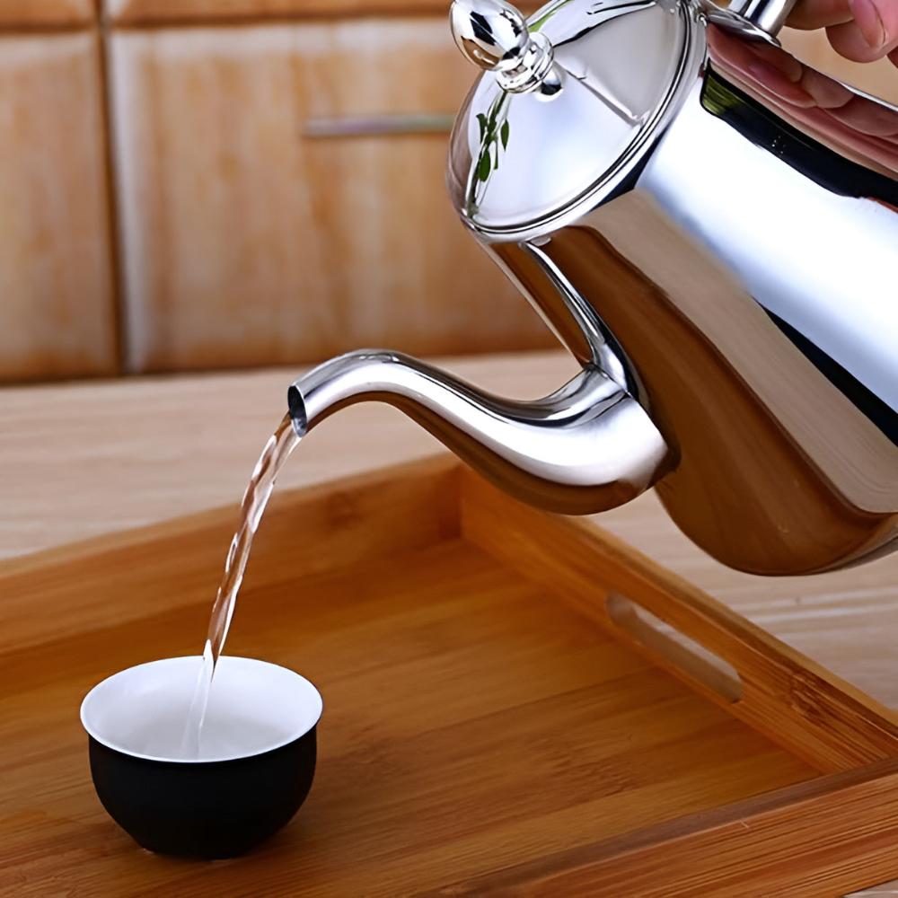 Durable Stainless Steel Teapot with Integrated Filter for Easy Brewing