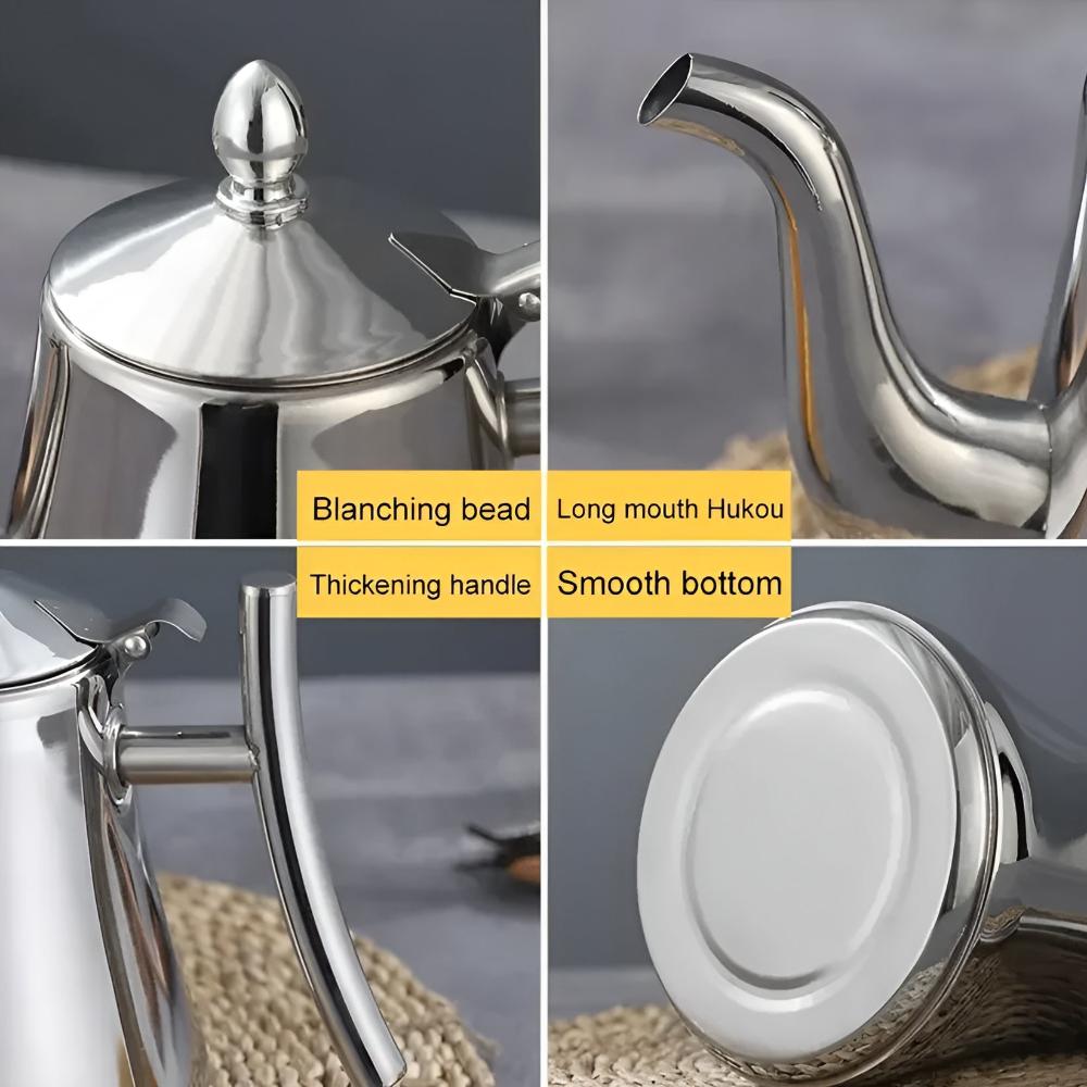 Durable Stainless Steel Teapot with Integrated Filter for Easy Brewing