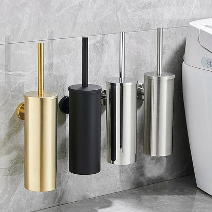 Wall-Mounted Toilet Brush Set in Black Stainless Steel for Contemporary Bathrooms